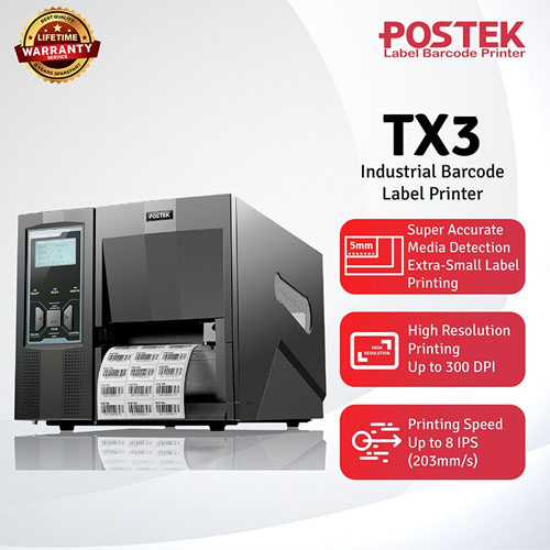 Postek TX3 EXP Industrial Label Printer with HEAT™, 4.5 Color LCD